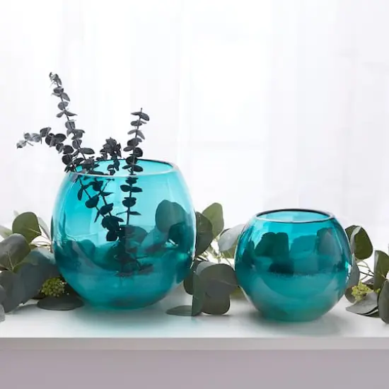 7.5" Large Aqua Fish Bowl Vase {8}