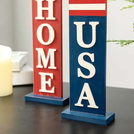 Glitzhome&reg; Americana Firecracker Table Sign Set {5}