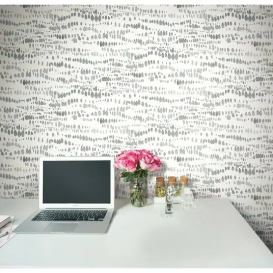 RoomMates Dotted Line Peel & Stick Wallpaper Gray and White {7}