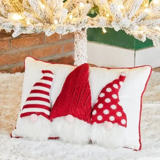 Glitzhome&reg; 3D Heavy Cotton Knitted Gnome Throw Pillow {3}
