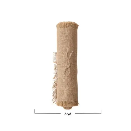 Hello Honey&reg; 6yd. Natural Woven Torn Jute Fabric Roll with Metallic Gold Thread {5}