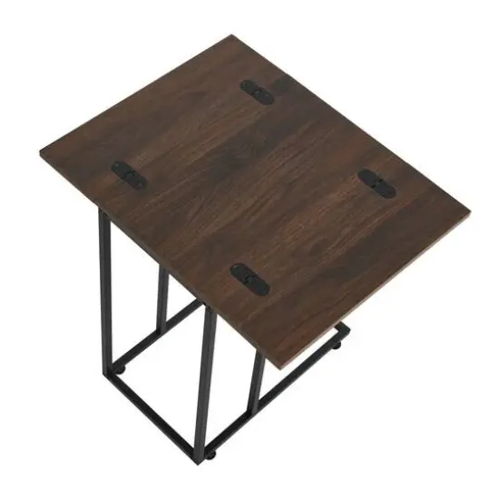 Household Essentials Jamestown Extendable C-Shaped End Table Walnut {10}