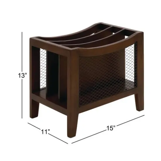 Brown Wood Traditional Magazine Rack Holder {9}