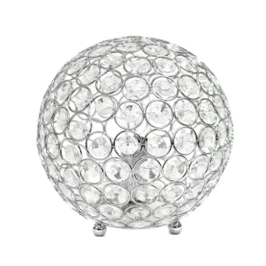 Lalia Home 8" Medium Metal Crystal Round Orb Table Lamp Chrome {1}