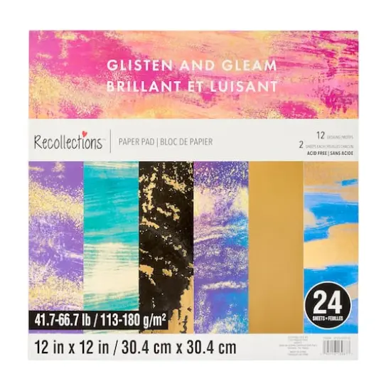 12" x 12" Glisten & Gleam Paper Pad by Recollections&trade;, 24 Sheets {1}