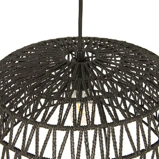 Hello Honey&reg; 19.5" Charcoal Gray Woven Pendant Lamp {7}