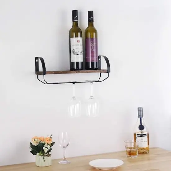 Wall Mounted Wood Wine Rack Brown {7}