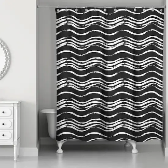 Waves Shower Curtain Black {1}