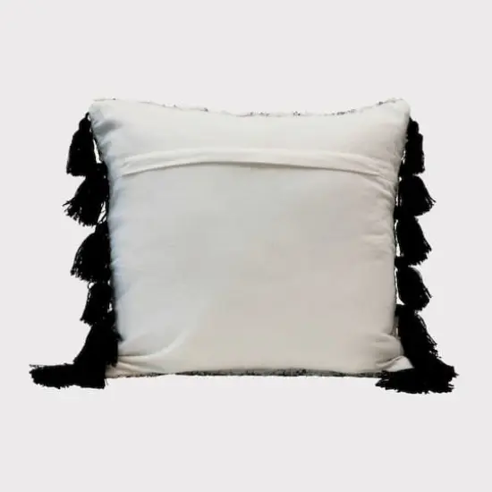 Hello Honey&reg; Black & Cream Tufted Pillow with Tassels {5}