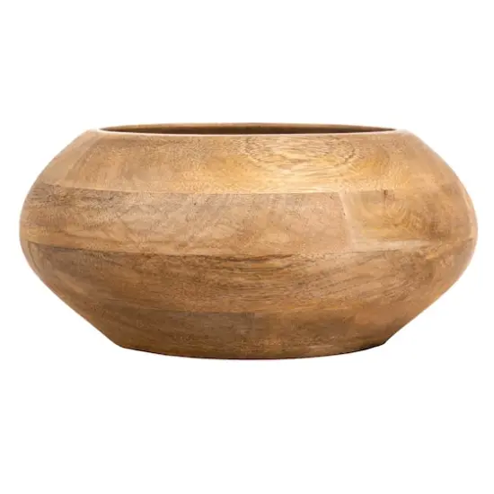 Hello Honey&reg; 9.2" Modern Round Wood Bowl Natural Finish {4}
