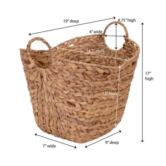 Household Essentials 17.5" Woven Natural Hyacinth Basket with Handles {4}