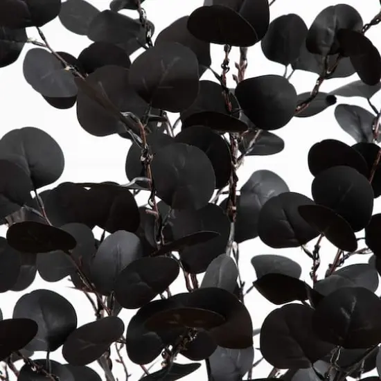 5ft. Pre-Lit Artificial Halloween Black Eucalyptus Tree with 220 Orange & Purple LED Lights {4}