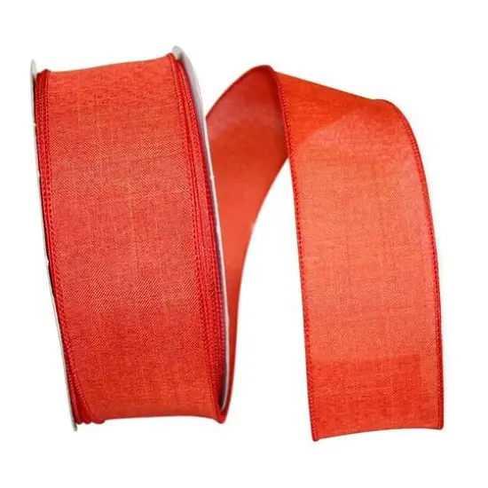 JAM Paper 2.5" x 50yd. Linen Wired Ribbon Rust {1}