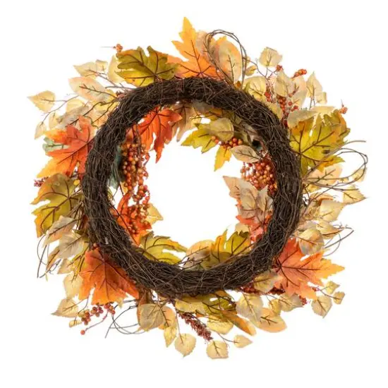 Glitzhome&reg; 24" Fall Pumpkin Leaf Floral Wreath {8}