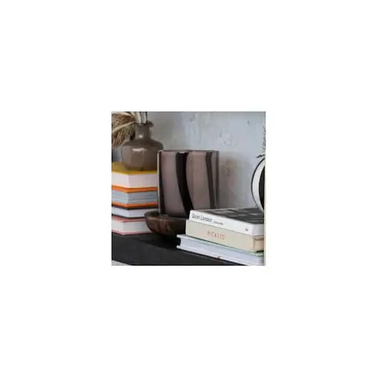 Hello Honey&reg; 6" Striped Votive Candle Holder Gray and Purple {4}