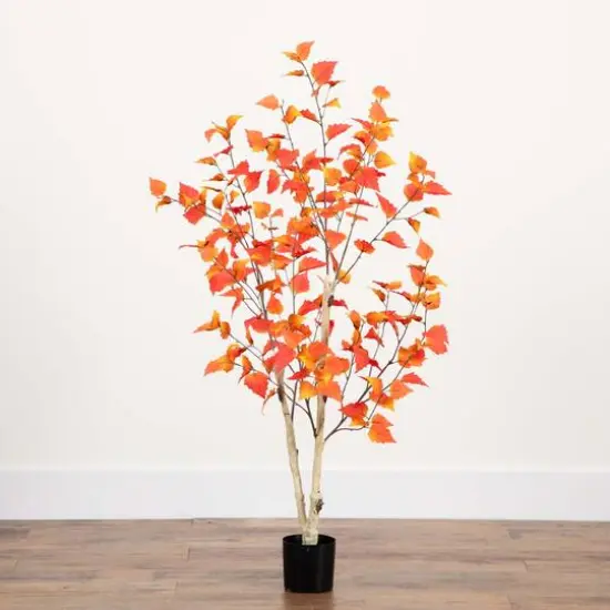 4ft. Potted Artificial Autumn Birch Tree {7}