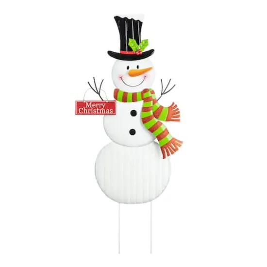 Glitzhome&reg; 40" Metal Snowman Yard Stake {1}