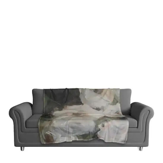 50" x 60" Moody Close-Up Florals Coral Fleece Blanket {3}