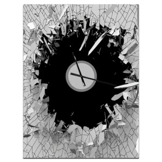 Designart Abstract Broken Wall 3D Design Rectangular Wall Clock {1}