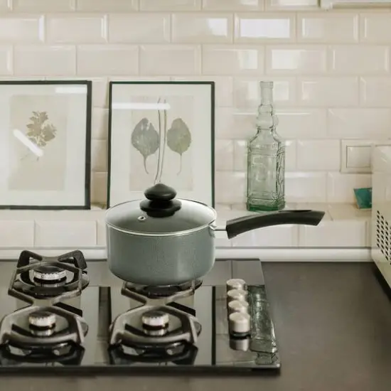 Oster Pallermo Aluminum 1.5qt. Gray Saucepan with Glass Lid {4}