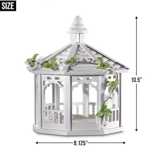 10.5" White Gazebo Bird Feeder {5}