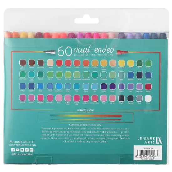 Leisure Arts&reg; 60 Color Dual-Ended Marker Set {3}
