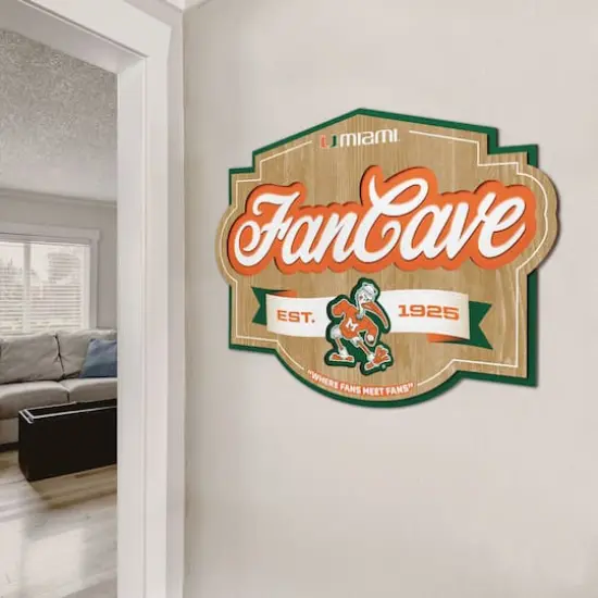 NCAA Fan Cave Sign Miami Hurricanes {5}