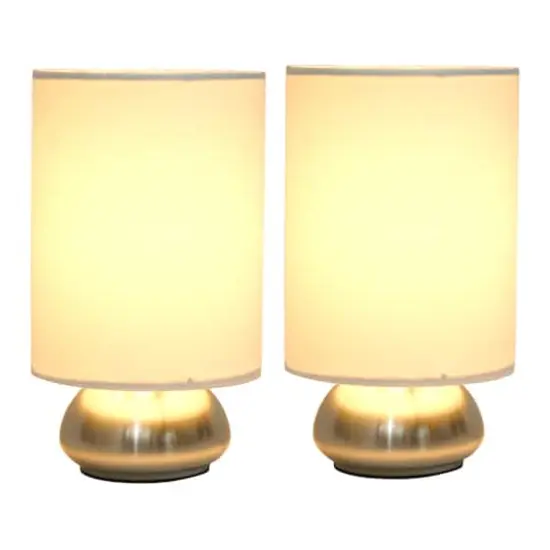 Simple Designs&trade; 2-Pack Mini Touch Lamps with Shades Brushed Nickel Base and Ivy Shades {3}