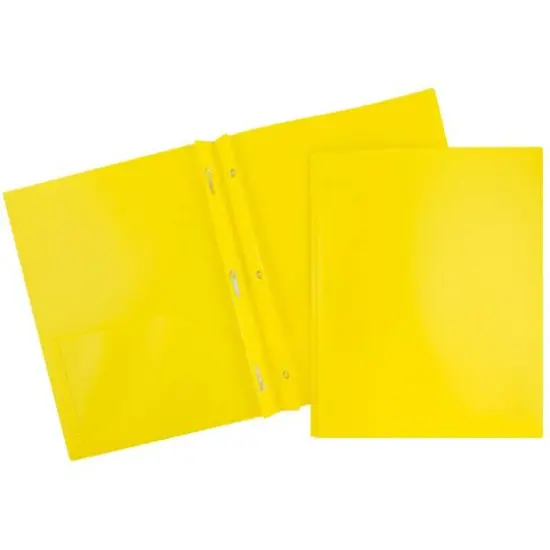 JAM Paper Plastic 2 Pocket POP Folders with Clasps, 12ct. Yellow {2}