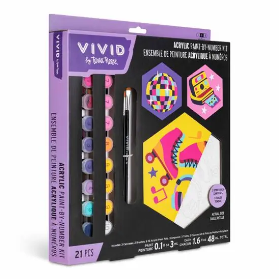 VIVID by Brea Reese&reg; Retro Square Acrylic Paint-by-Number Kit {8}