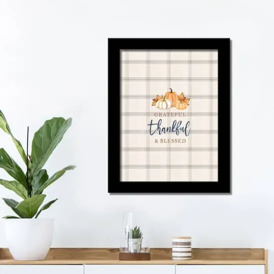 Grateful Thankful Blessed Black Framed Print Wall Art {3}