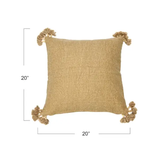 Hello Honey&reg; Tan Square Canvas Pillow Cover with Tassels {6}