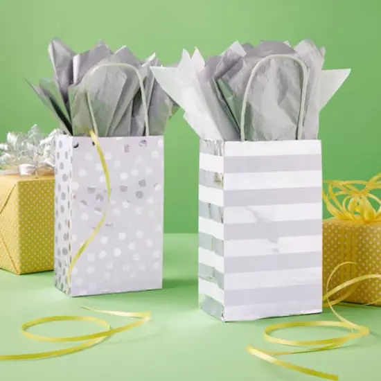 Silver Polka Dot & Stripe Gift Bag Value Pack by Celebrate It&trade; {3}