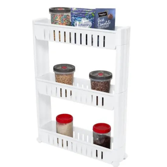 Simplify 3-Tier Slim Slide-Out Storage Cart White {7}
