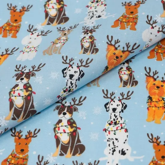 SINGER Christmas Reindeer Pups Cotton Fabric {1}
