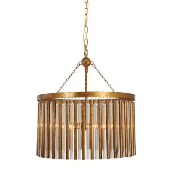 Gold Iron Glam Drum Chandelier, 25" x 22" x 22" {3}