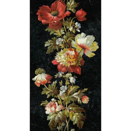 RoomMates Vintage Floral Stripe Peel & Stick Wallpaper Black/Red/Green {1}