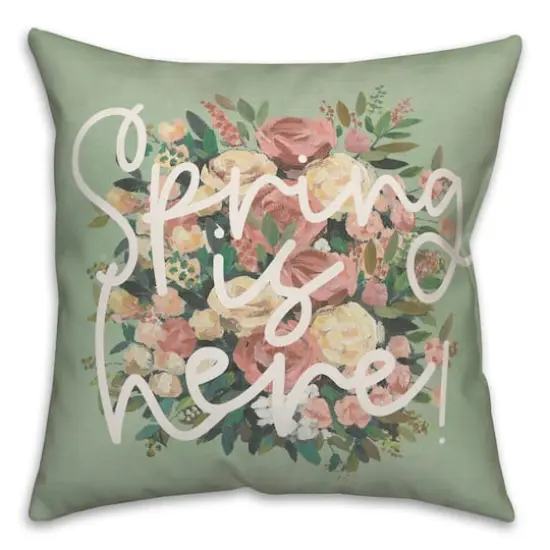 Spring is Here Floral Throw Pillow {1}