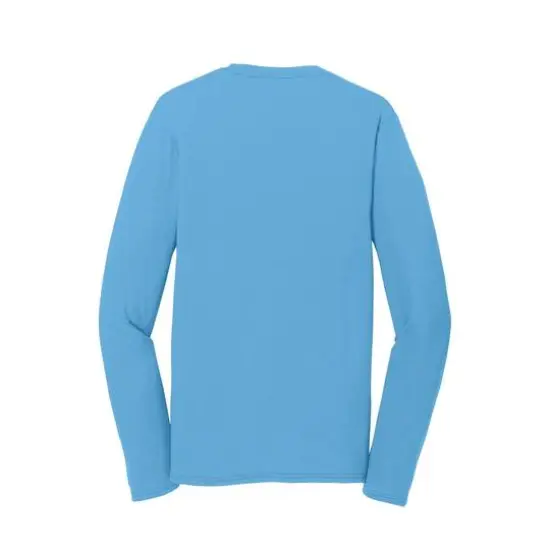 Port & Company&reg; Long Sleeve Performance Blend T-Shirt Aquatic Blue {5}