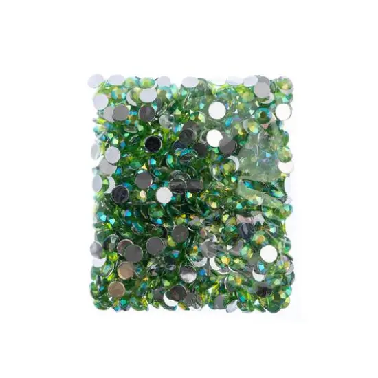 John Bead 8mm Acrylic Round Flat Back Rhinestones, 1,000ct. Peridot AB {4}