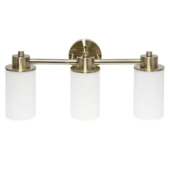 Lalia Home Essentix 3-Light White Shade Vanity Antique Brass {1}