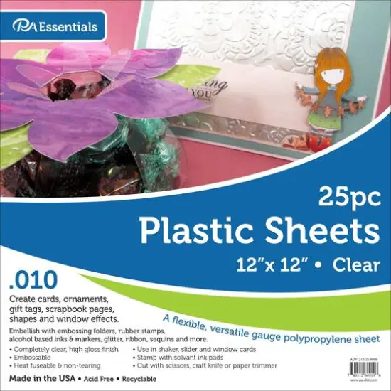 PA Paper&trade; Accents Clear 12" x 12" .010" Thick Plastic, 25 Sheets {1}