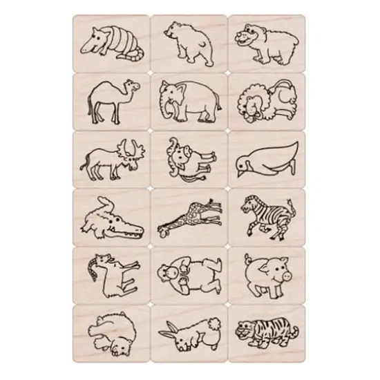 Hero Arts&reg; Ink 'n' Stamp Woodblock Fun Animals Stamps {1}