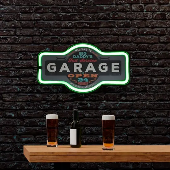 17" Neon Style LED Daddy's Garage Wall Sign {3}