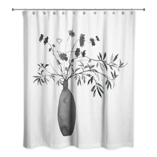 Monochromatic Floral IV 71" x 74" Shower Curtain {1}