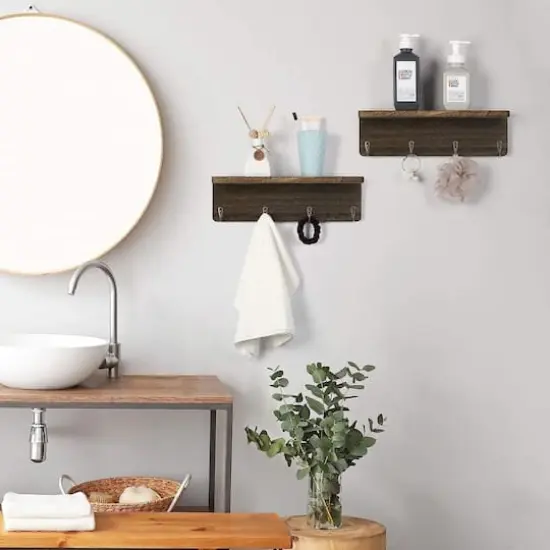 NEX&trade; 16" Rustic Brown Coat Rack with Hooks {6}