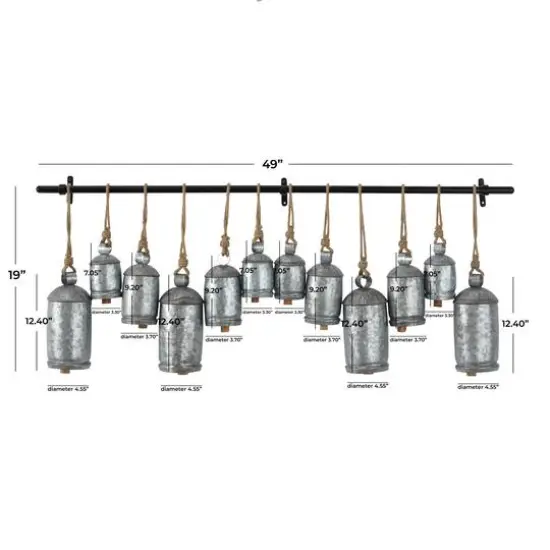 48" Metal Bohemian Decorative Cow Bells Silver {7}