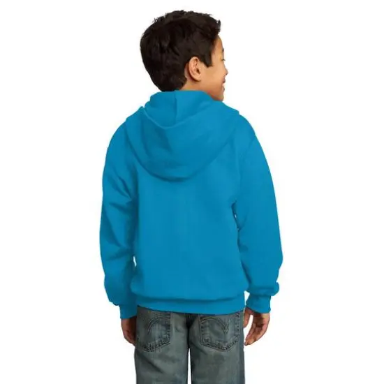 Port & Company&reg; Youth Core Fleece Full-Zip Hooded Sweatshirt Neon Blue {6}