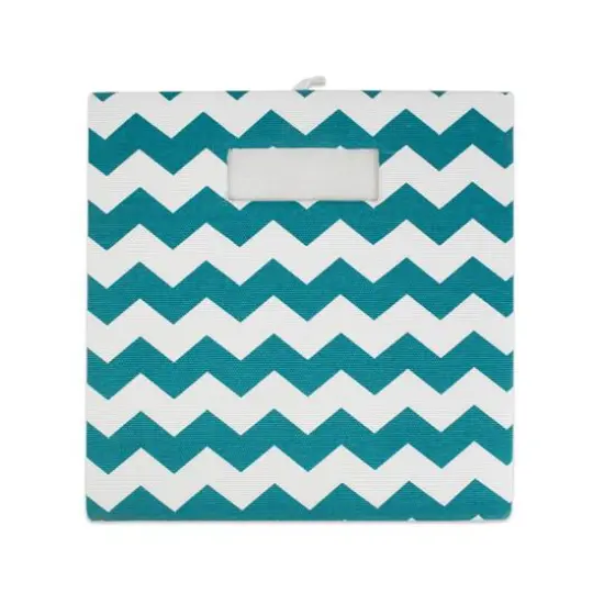 DII&reg; 11" Chevron Stripes Polyester Storage Cube Teal {5}