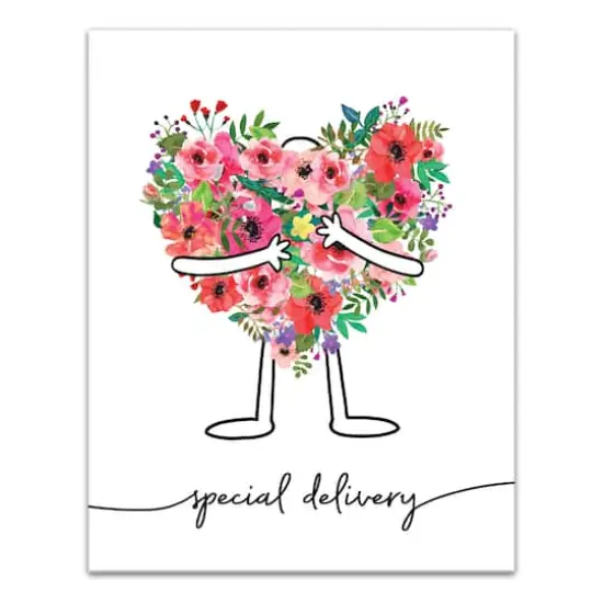 Special Delivery Heart Flower Bouquet Canvas Wall Art {1}